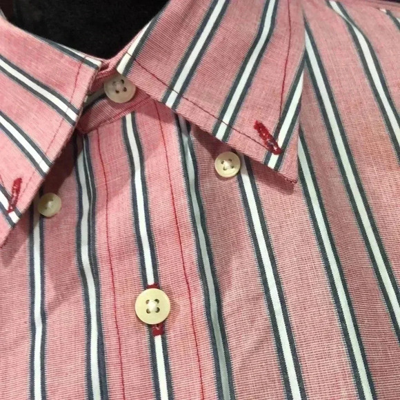 Izod 100% cotton,tailored, chest pocket,pink & blue vertical stripe, button down - Picture 2 of 7